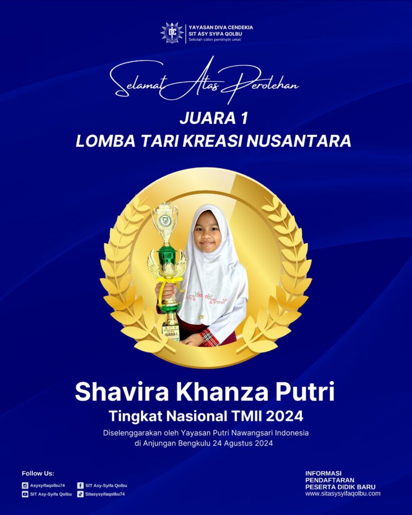 Shavira Khanza Juara 1 Lomba Tari Kreasi Nusantara