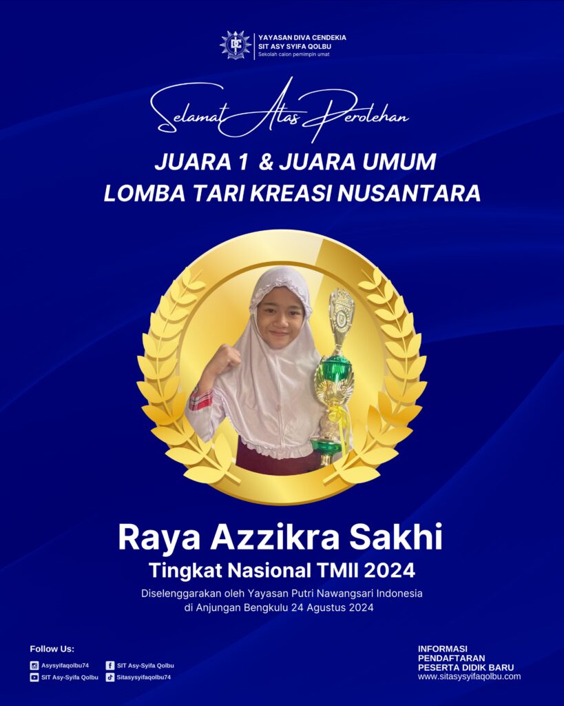 Raya Azzikra Sakhi Juara 1 Lomba Tari Kreasi Nusantara